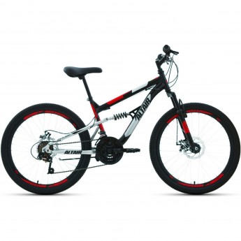 Велосипед ALTAIR MTB FS 20 disc 20", рама 14", черный/красный, 2021